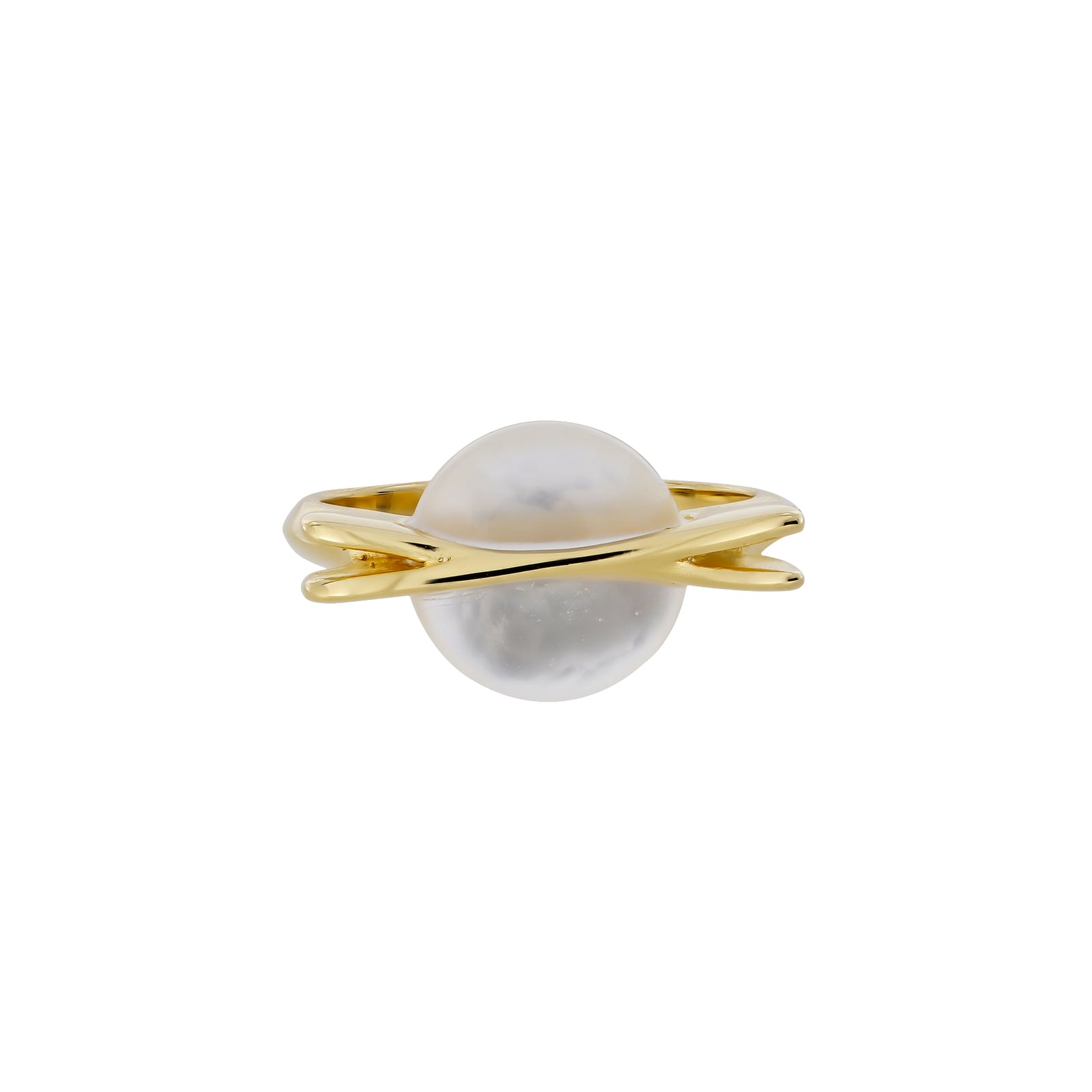 Round Mother of Pearl Crossover Ring