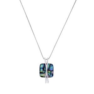 Square Abalone Mother of Pearl Crossover Pendant