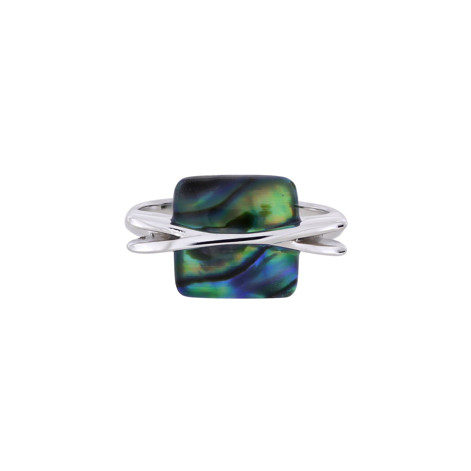 Square Abalone Mother of Pearl Crossover Ring
