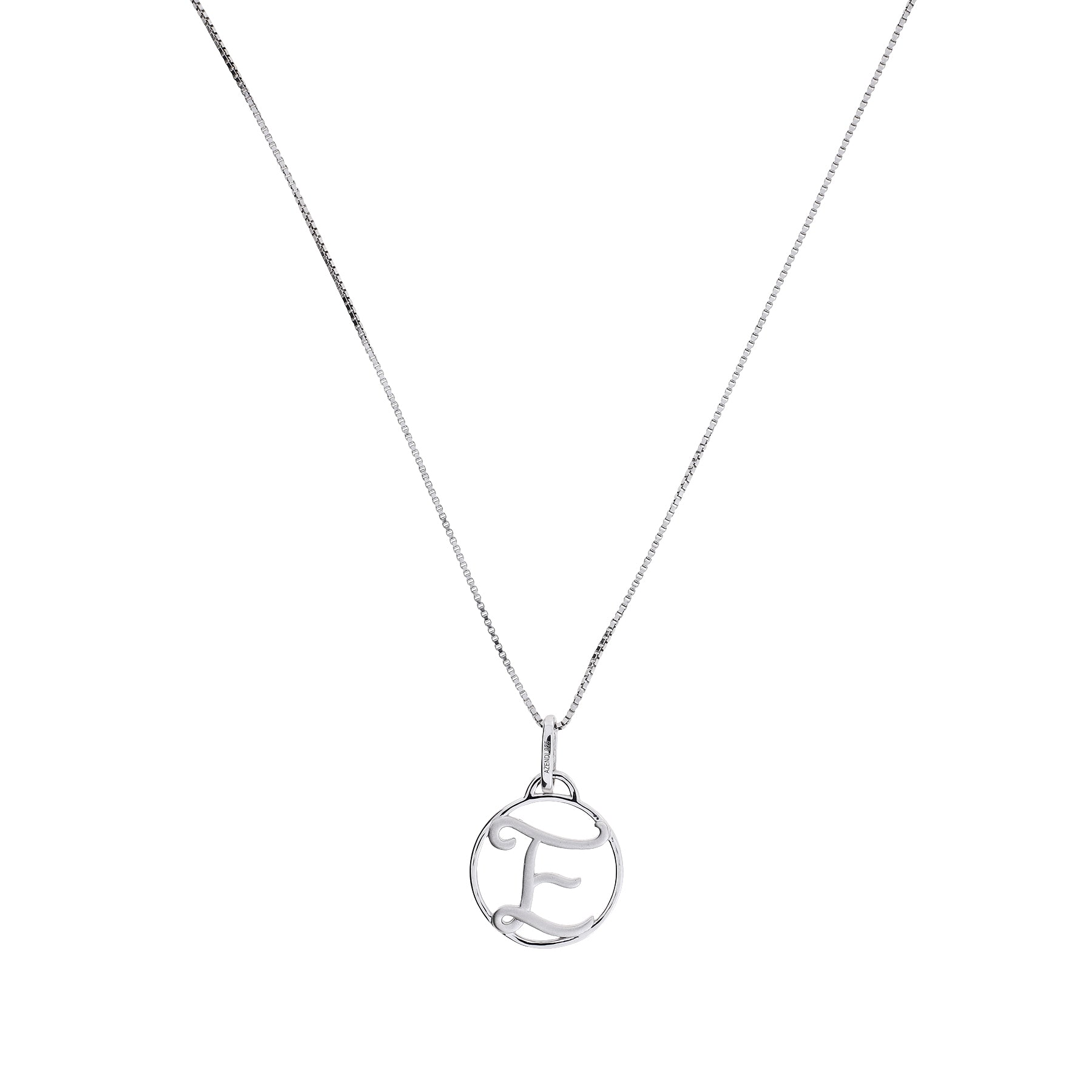 A sterling silver necklace featuring a sculptural initial pendant with a polished finish, suspended from a fine chain, exemplifying contemporary designer jewellery.