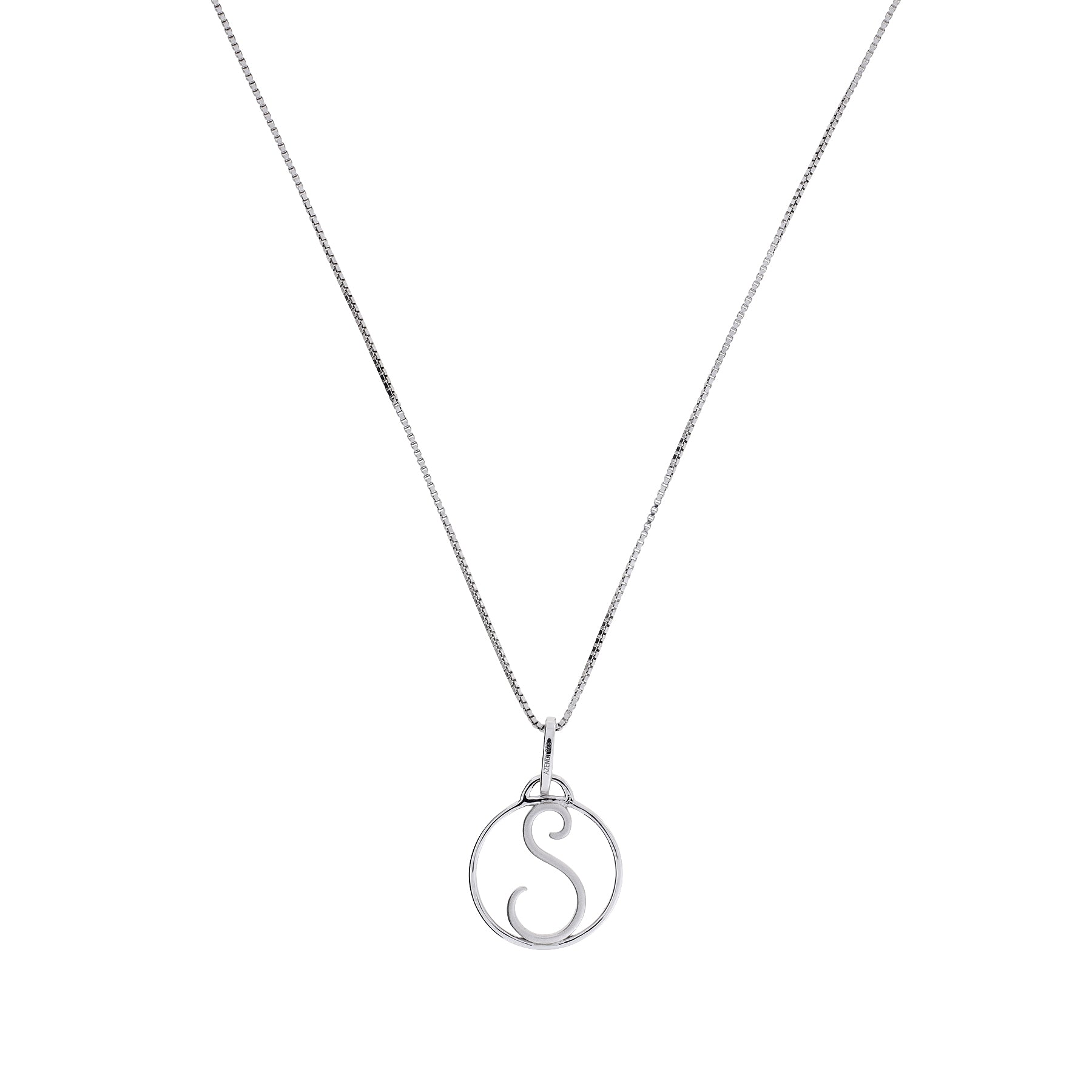 Sterling silver necklace featuring a sculptural initial letter pendant with a polished finish, suspended from a fine chain for a contemporary and elegant look.