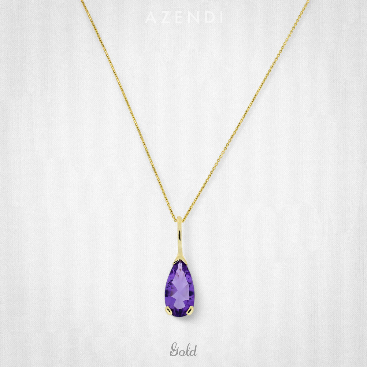 9 Carat Gold Amethyst Teardrop Pendant