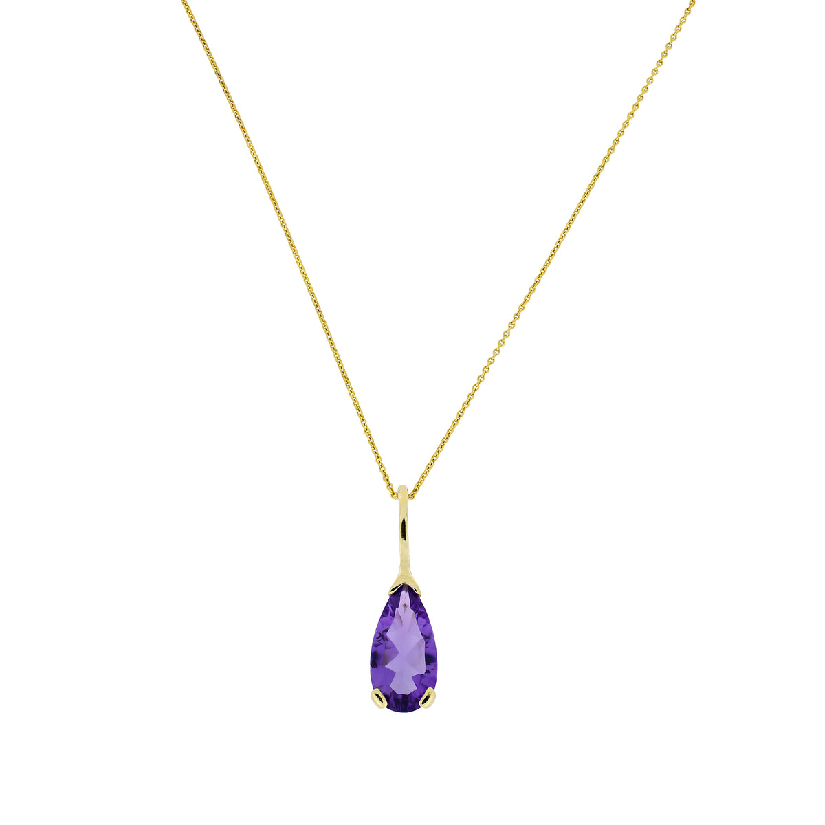 9 Carat Gold Amethyst Teardrop Pendant