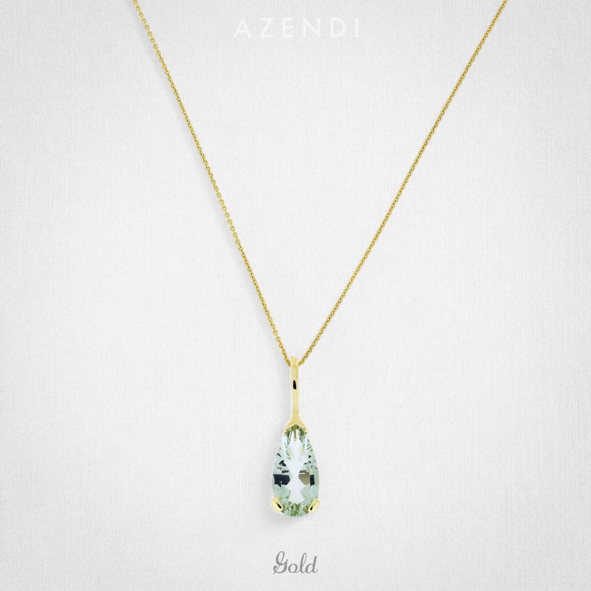 9 Carat Gold Green Amethyst Teardrop Pendant