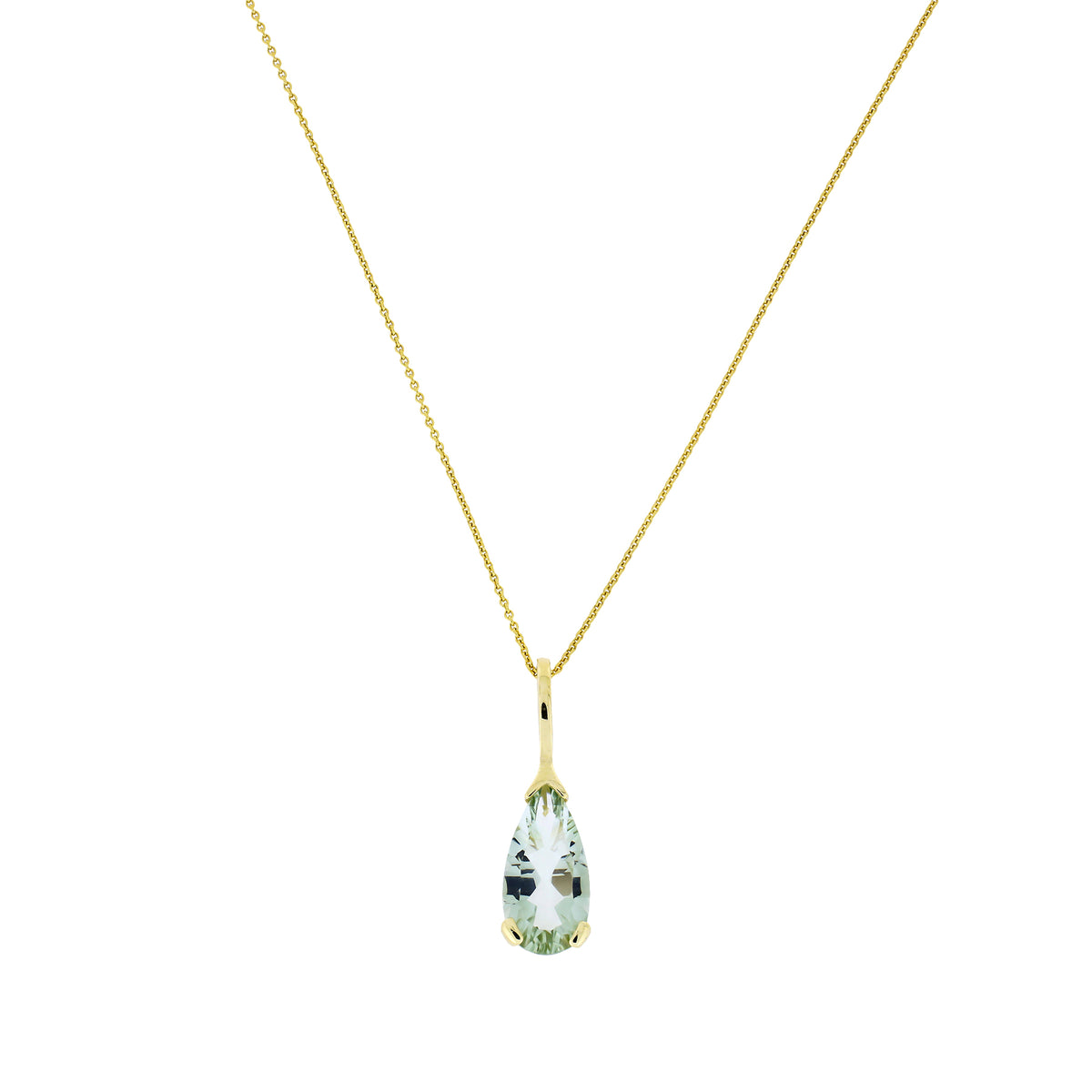 9 Carat Gold Green Amethyst Teardrop Pendant