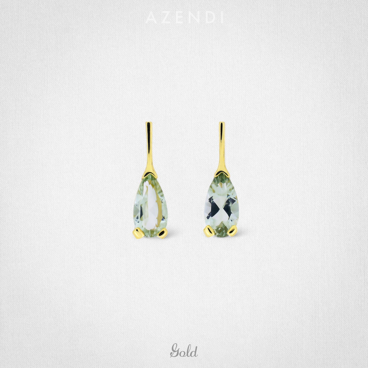 9 Carat Gold Green Amethyst Teardrop Earrings