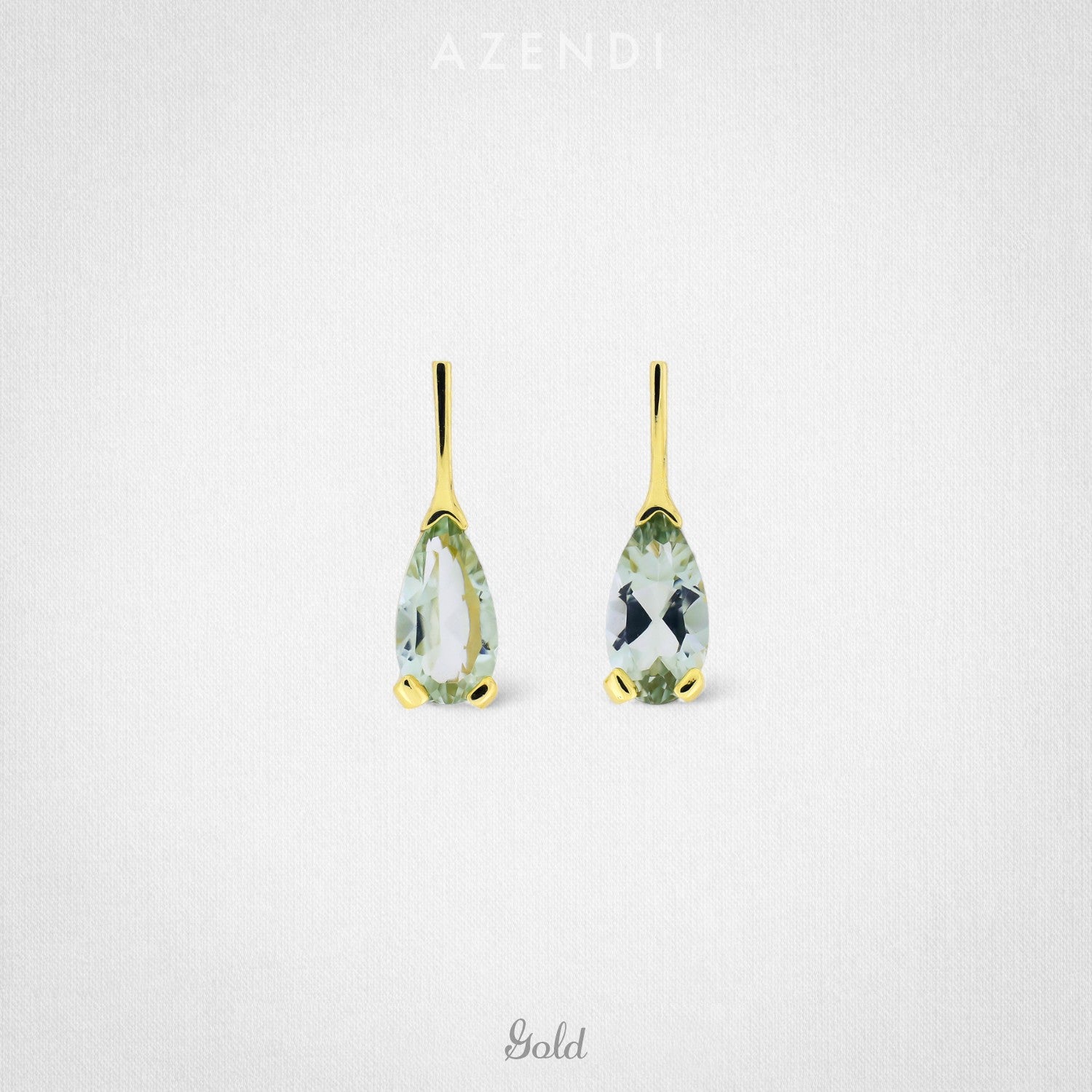 9 Carat Gold Green Amethyst Teardrop Earrings