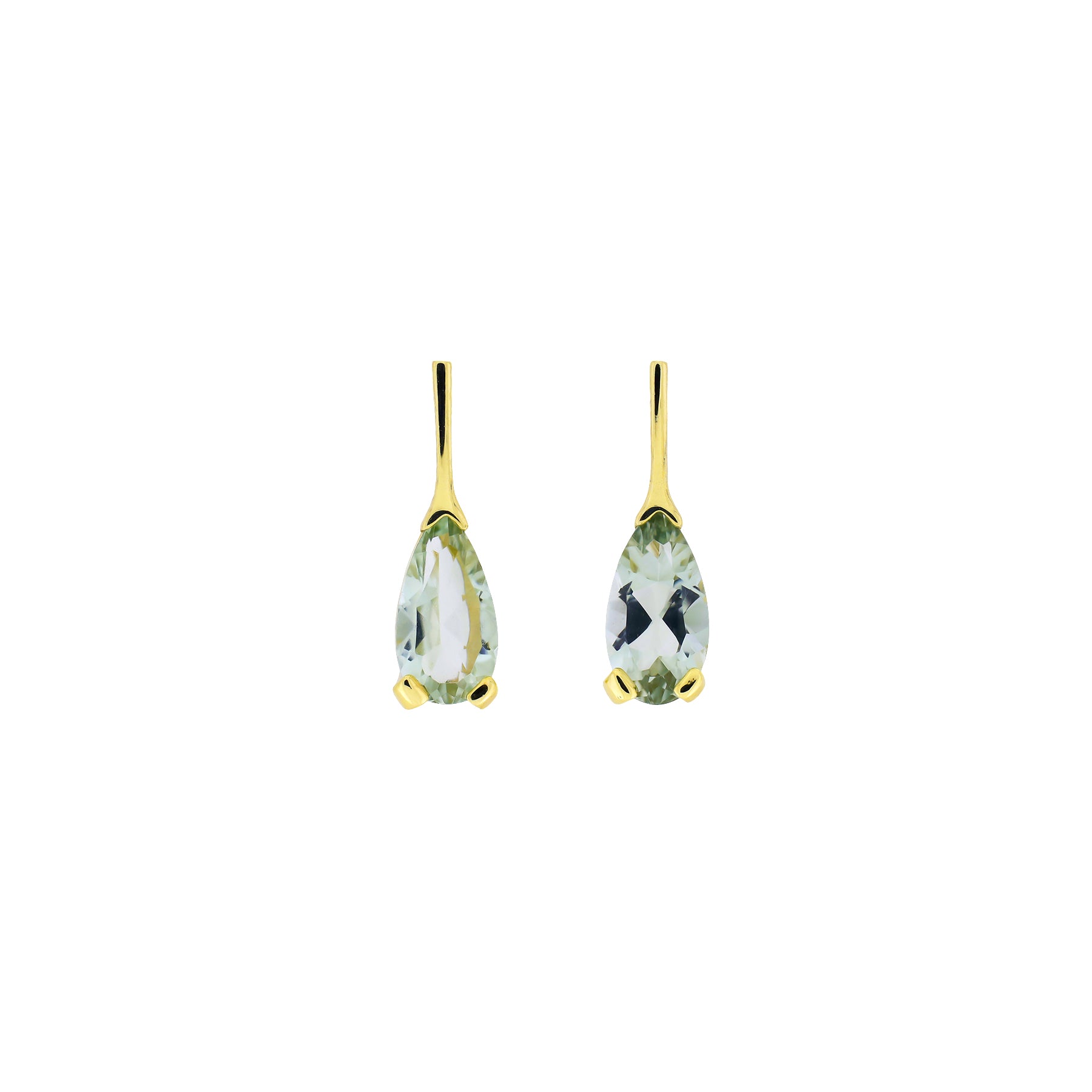 9 Carat Gold Green Amethyst Teardrop Earrings