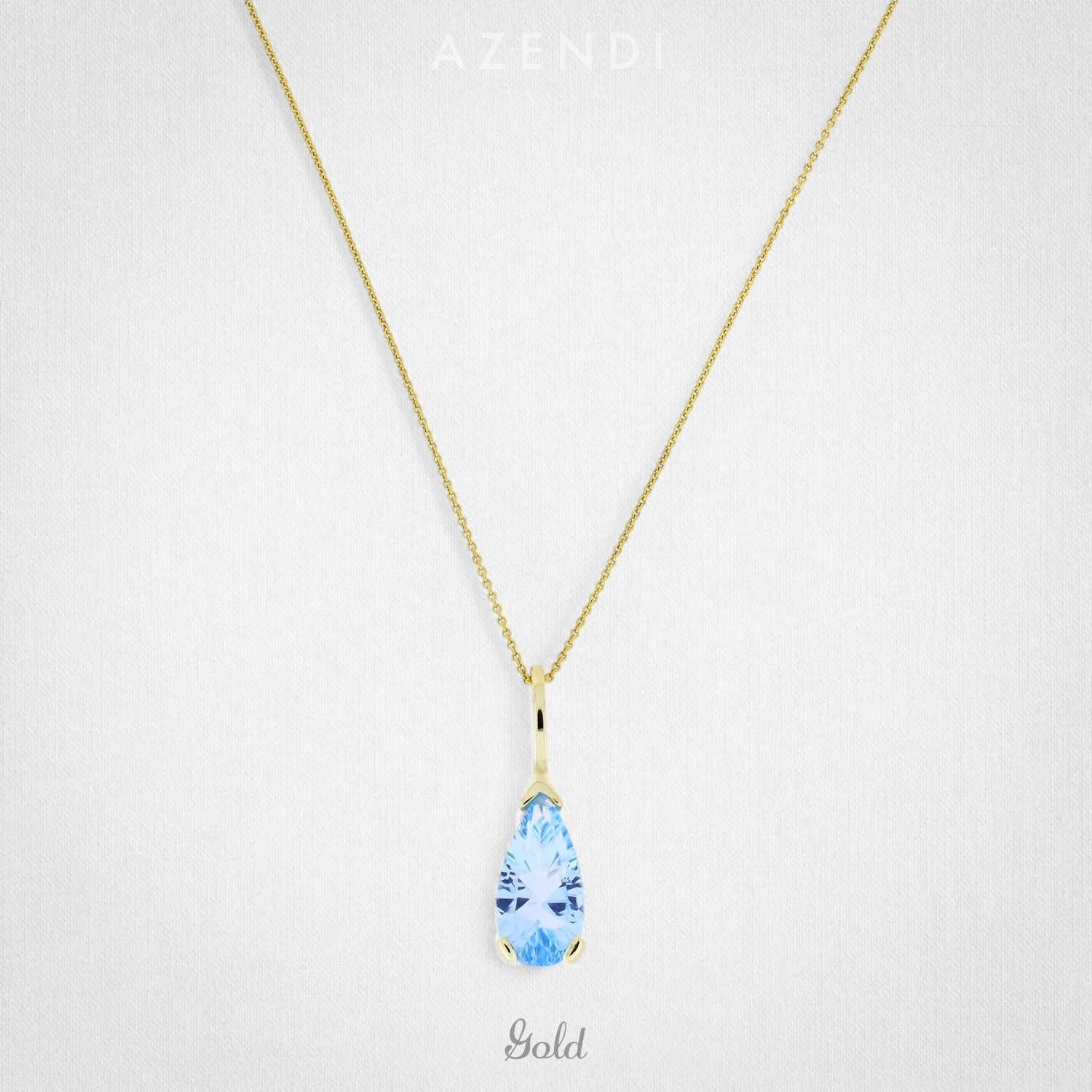 9 Carat Gold Blue Topaz Teardrop Pendant