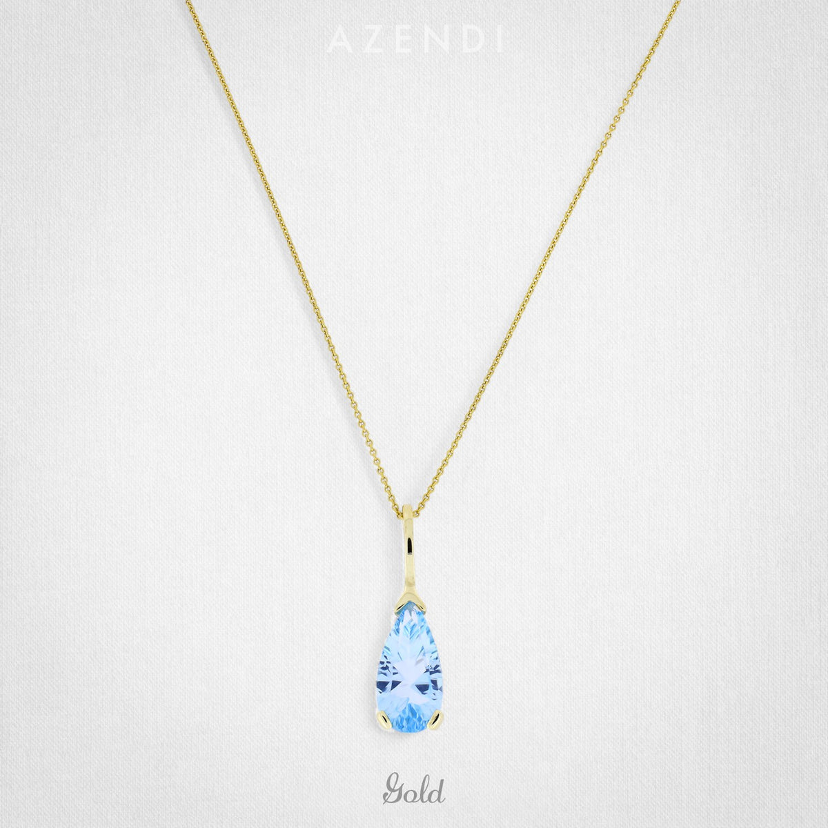 9 Carat Gold Blue Topaz Teardrop Pendant