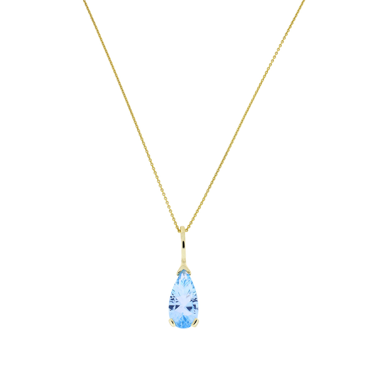 9 Carat Gold Blue Topaz Teardrop Pendant