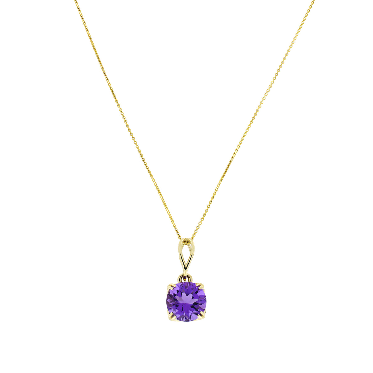 9 Carat Gold Amethyst Solitaire Pendant