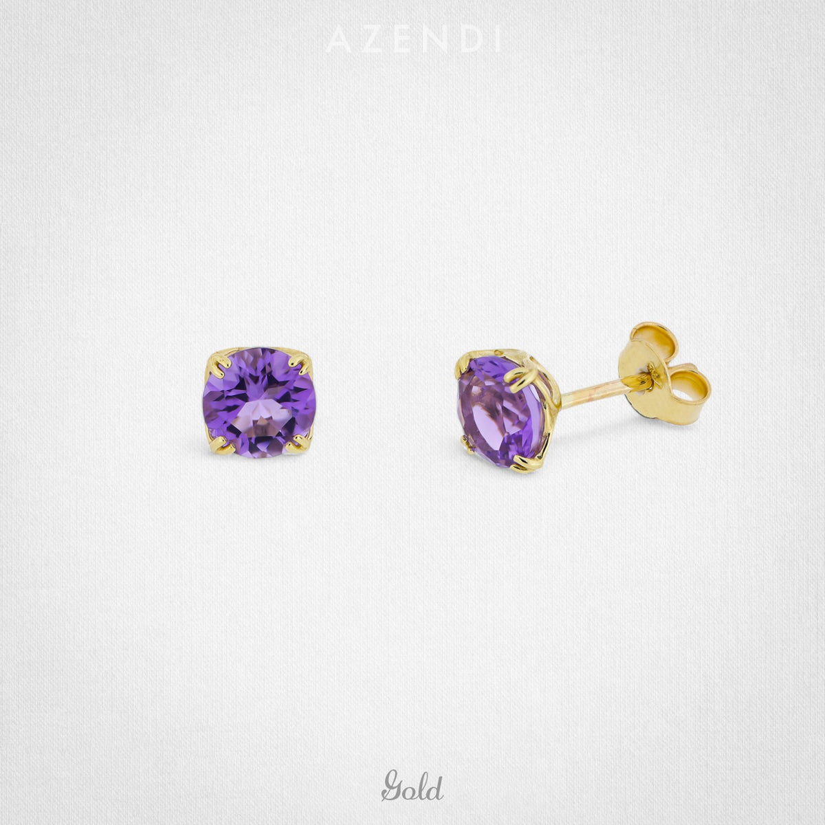 9 Carat Gold Amethyst Solitaire Earrings