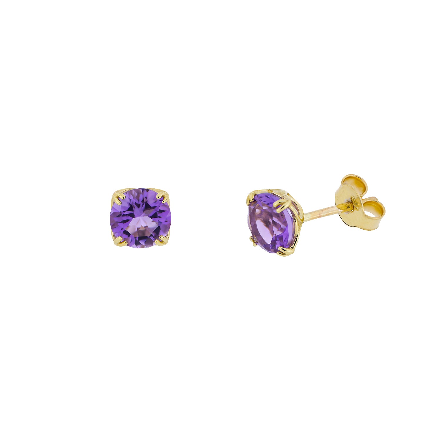 9 Carat Gold Amethyst Solitaire Earrings