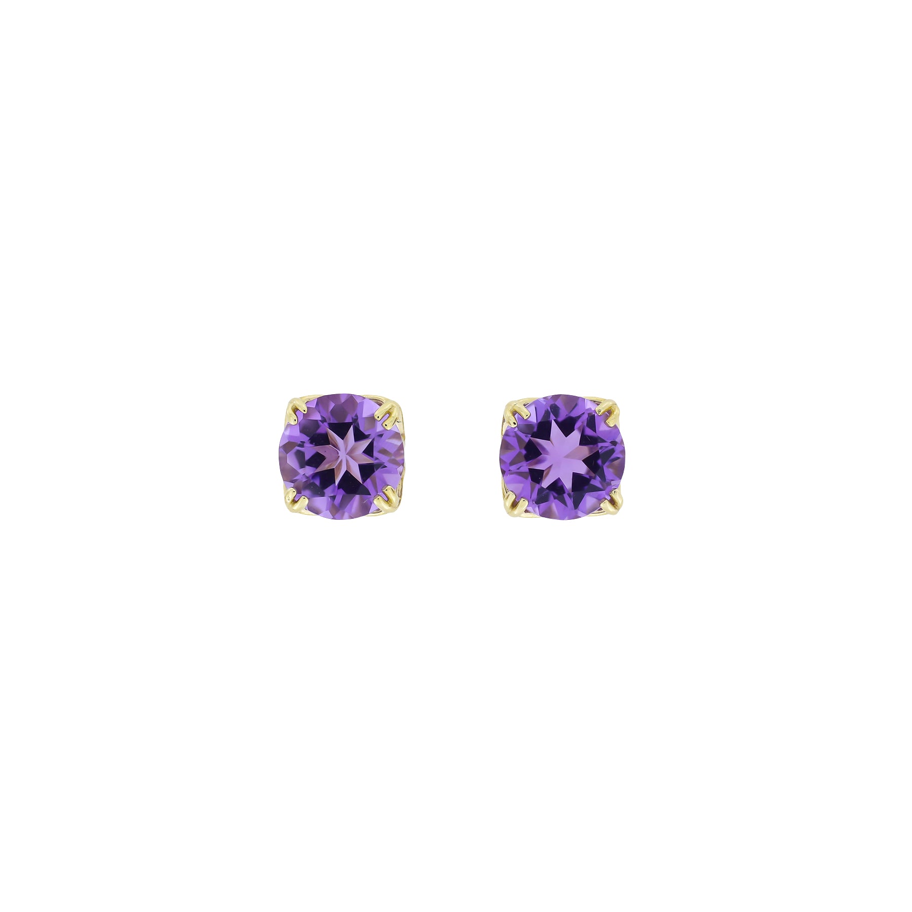 9 Carat Gold Amethyst Solitaire Earrings