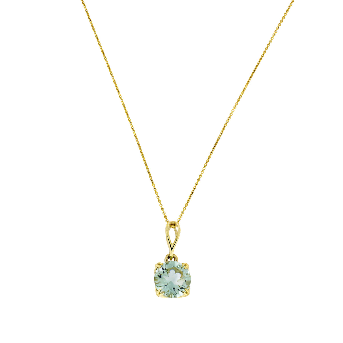 9 Carat Gold Green Amethyst Solitaire Pendant