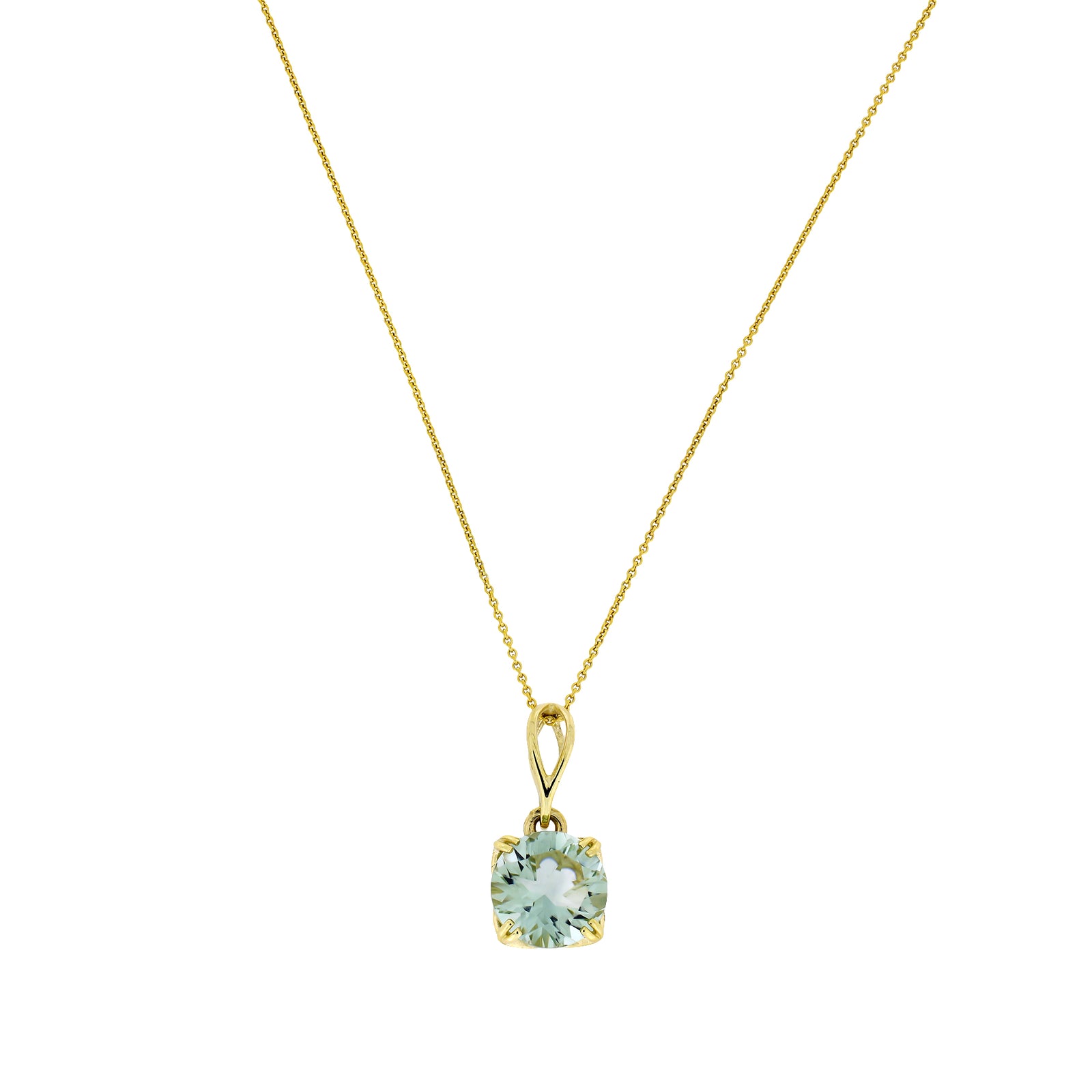 9 Carat Gold Green Amethyst Solitaire Pendant