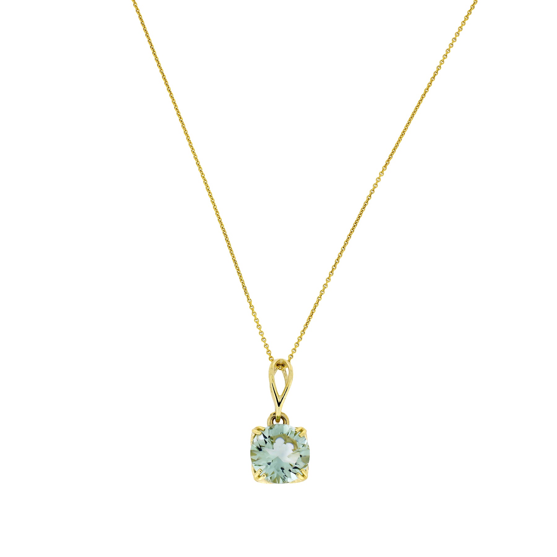 9 Carat Gold Green Amethyst Solitaire Pendant