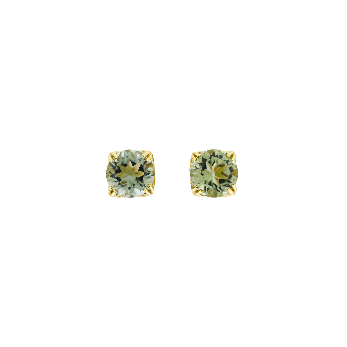 9 Carat Gold Green Amethyst Solitaire Earrings