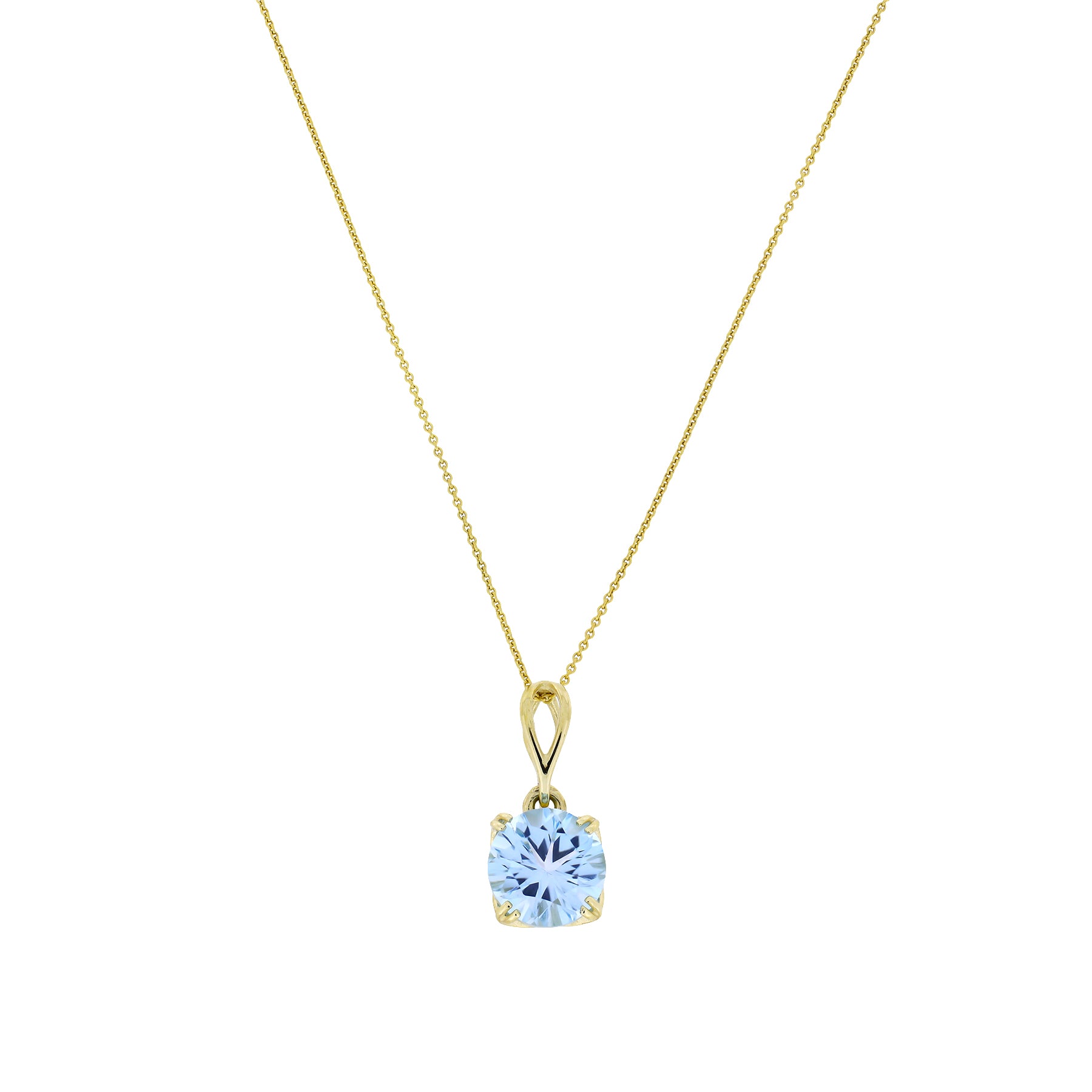 9 Carat Gold Blue Topaz Solitaire Pendant