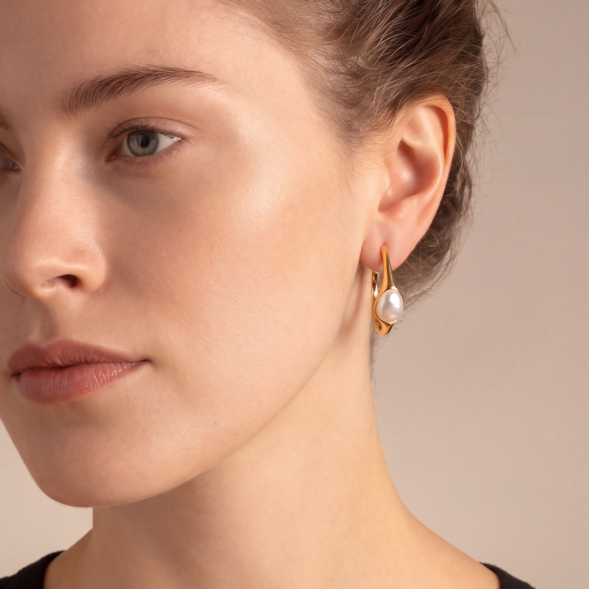 Gold Vermeil & Mother of Pearl Hoop Earrings