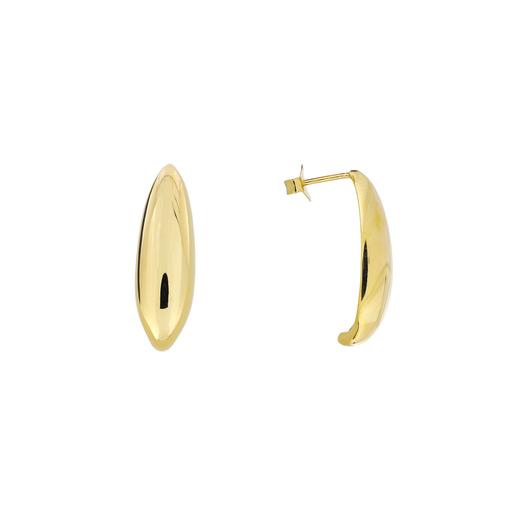 Gold Vermeil Large Long Curve Earrings
