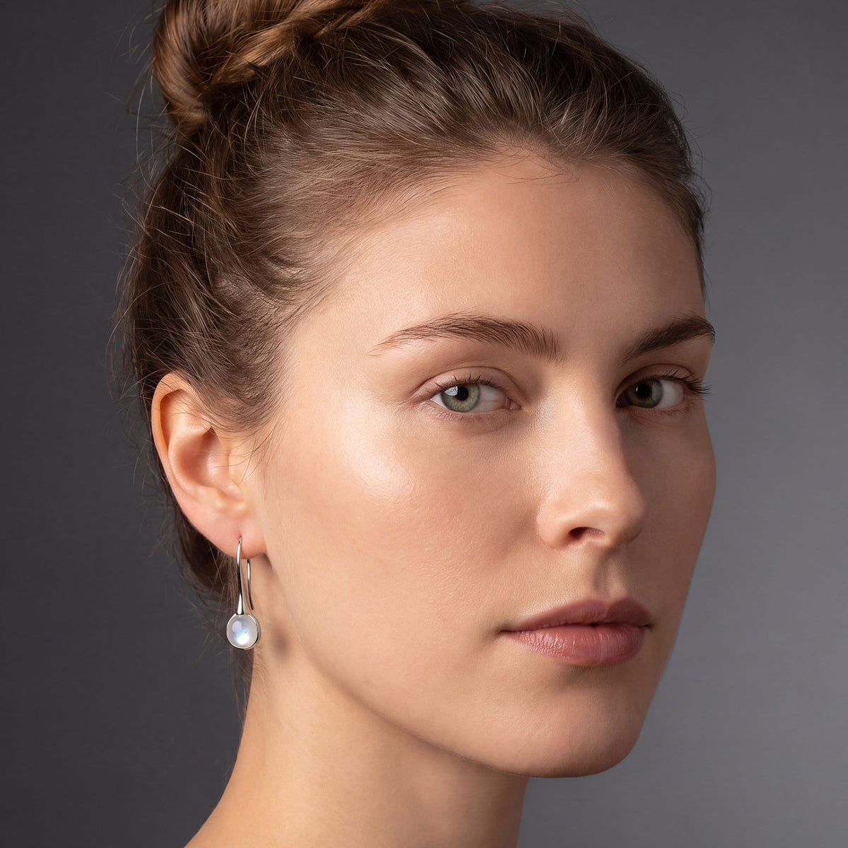 Silver Rainbow Moonstone Long Droplet Earrings