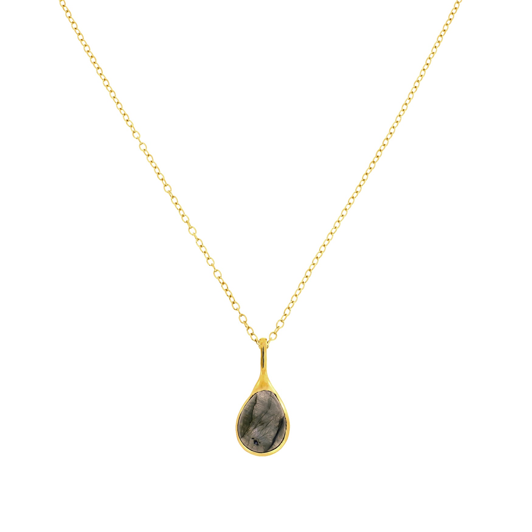 Gold Vermeil Labrodorite Droplet Pendant