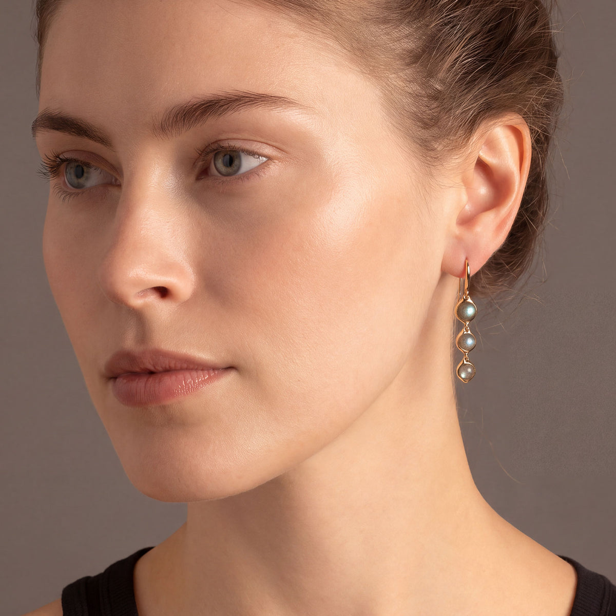 Gold Vermeil Triple Labradorite Drop Earrings