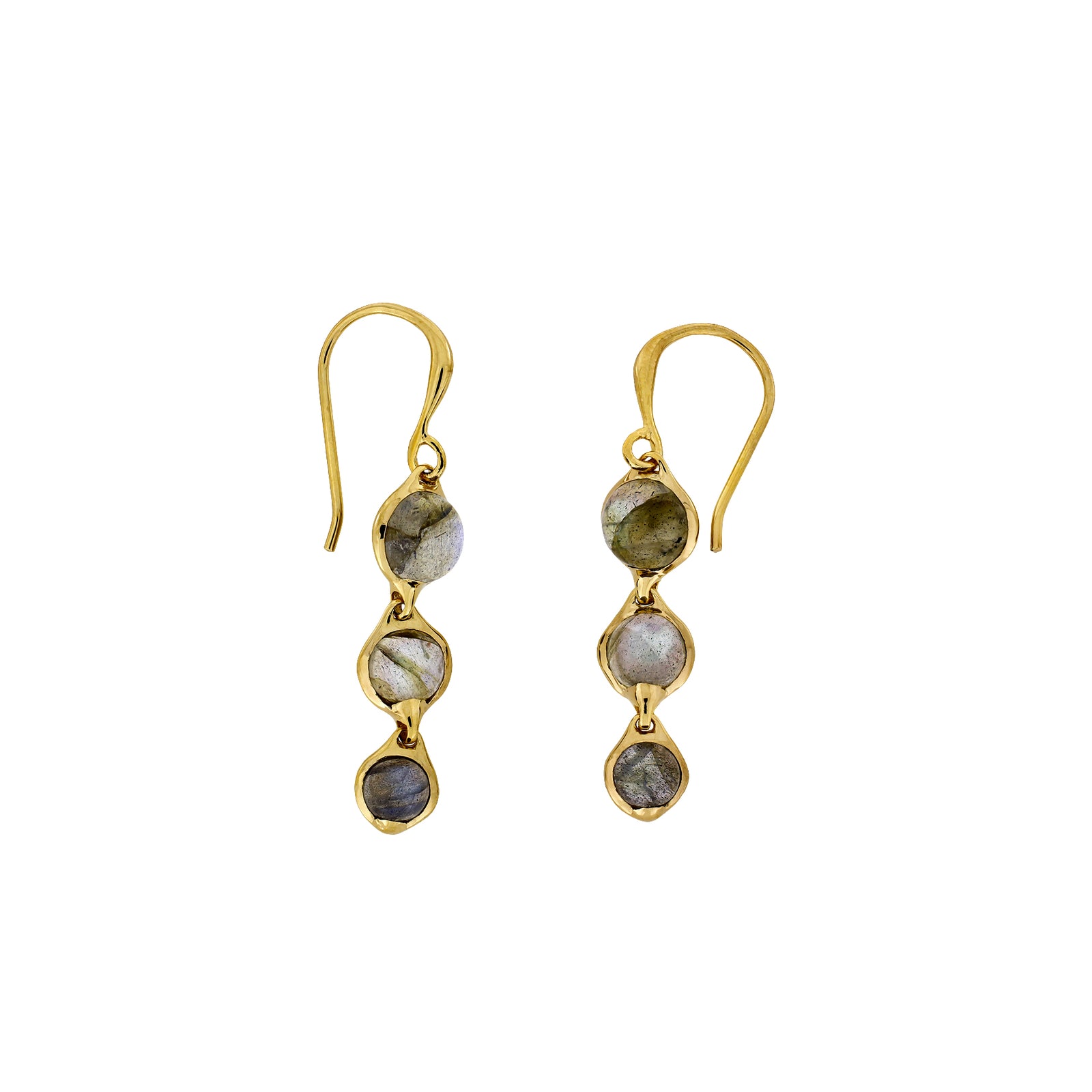 Gold Vermeil Triple Labradorite Drop Earrings