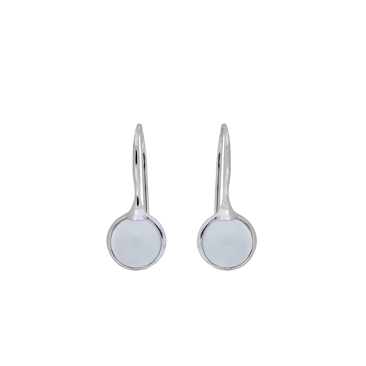 Sterling Silver Aqua Chalcedony Round Drop Earrings