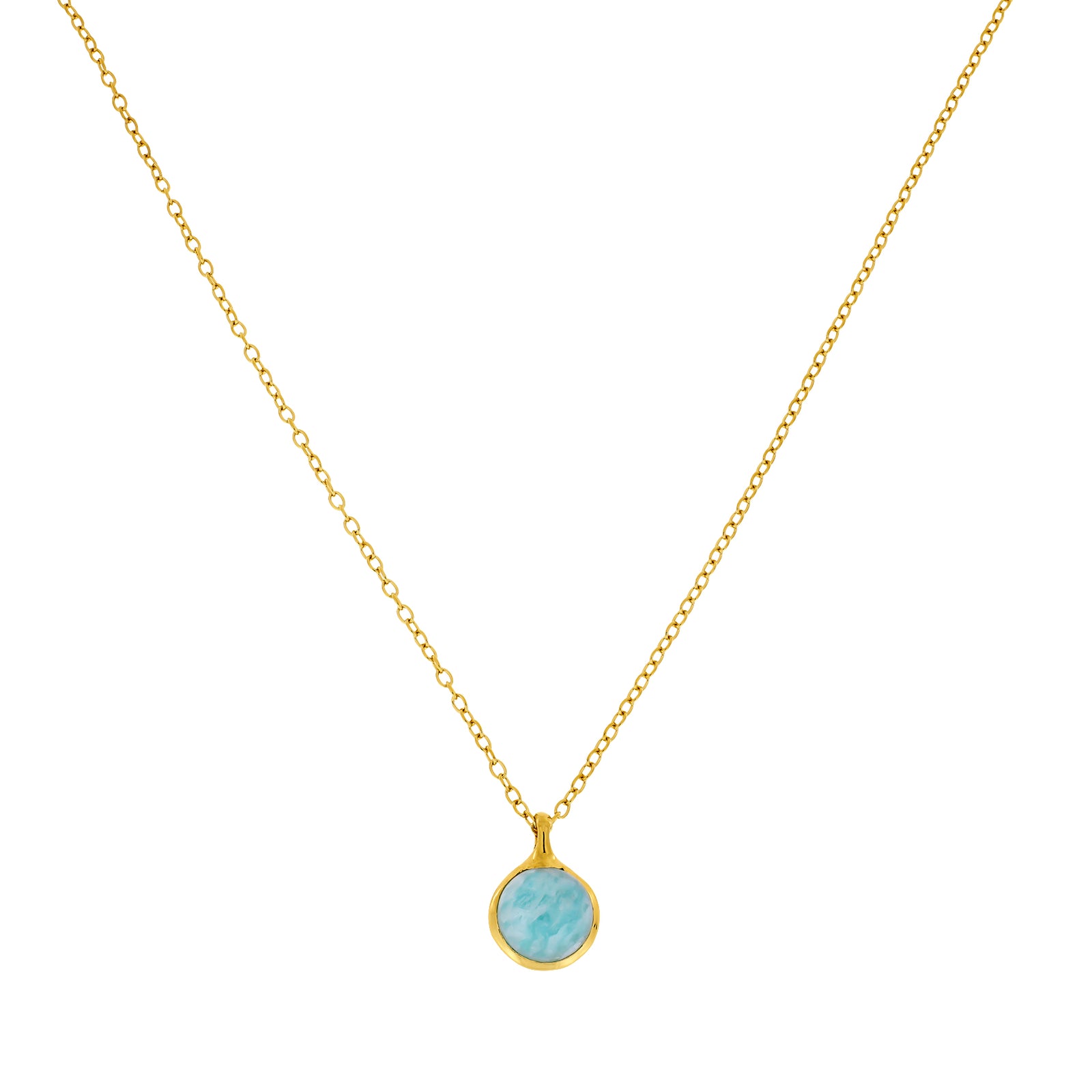 Gold Vermeil Amazonite Round Droplet Pendant