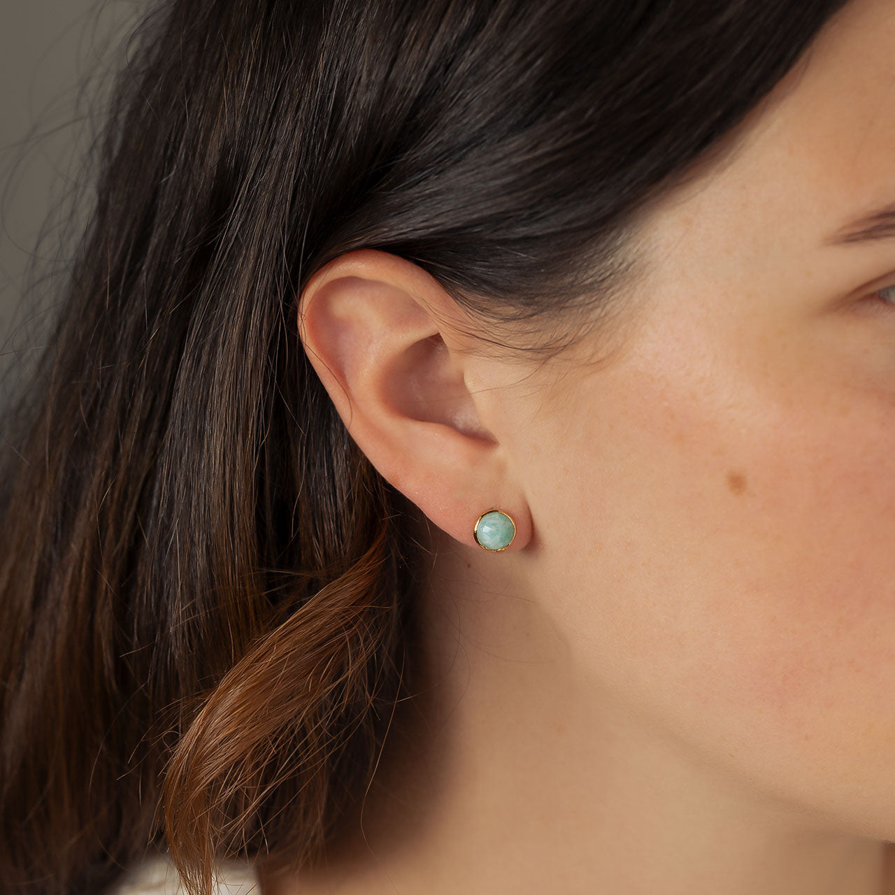 Gold Vermeil Amazonite Stud Earrings