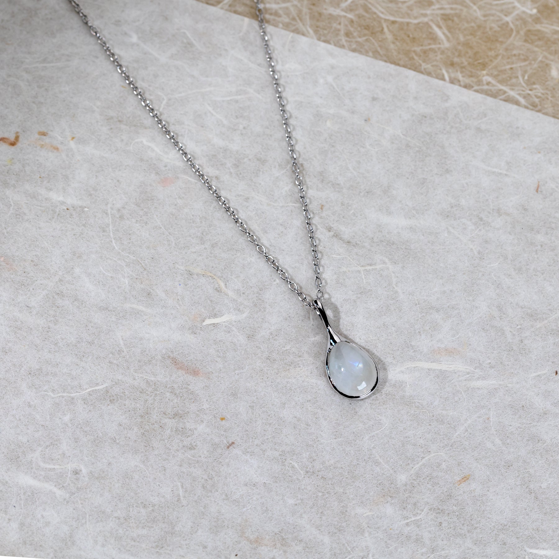 Sterling Silver Rainbow Moonstone Droplet Pendant