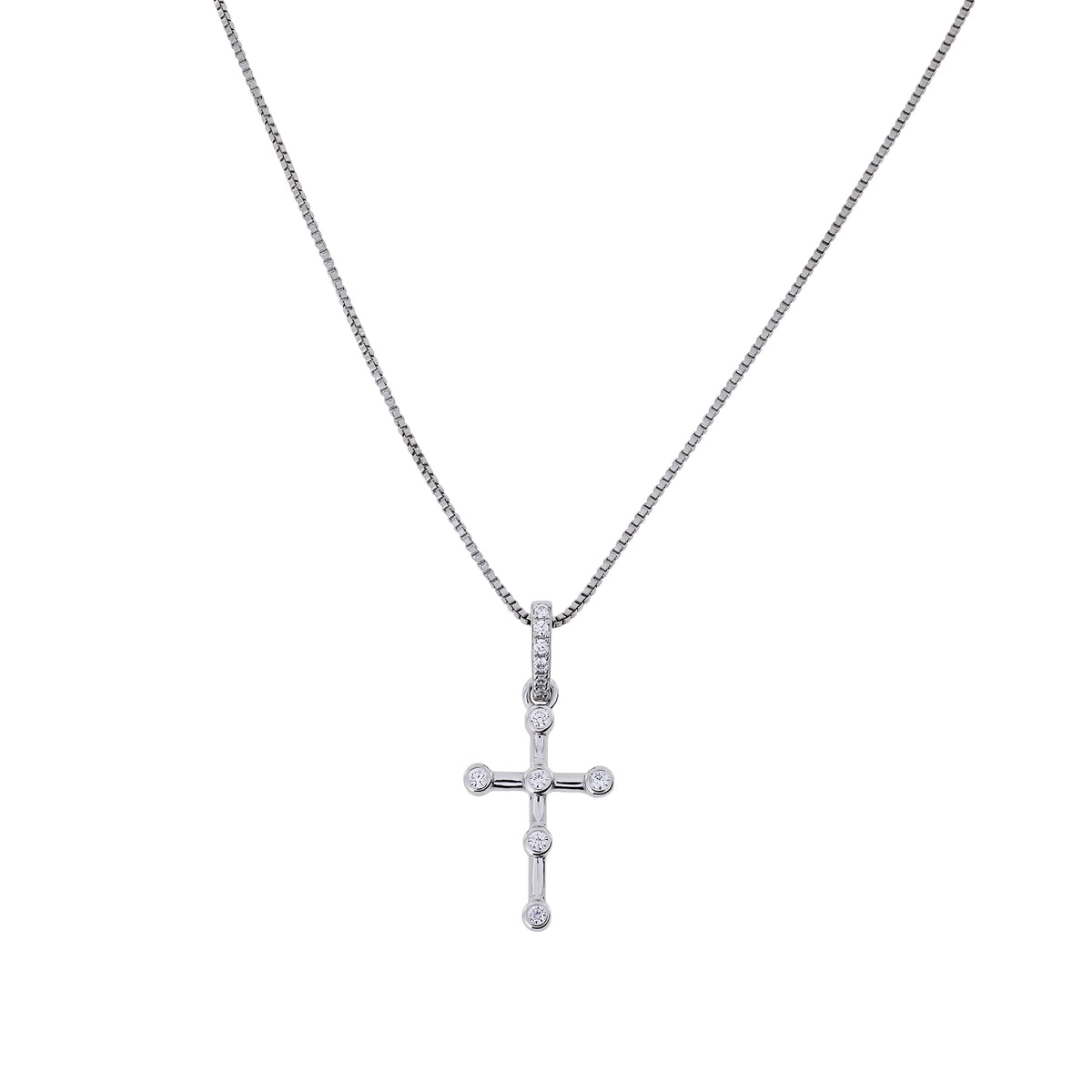 Silver &amp; Cubic Zirconia Cross Pendant