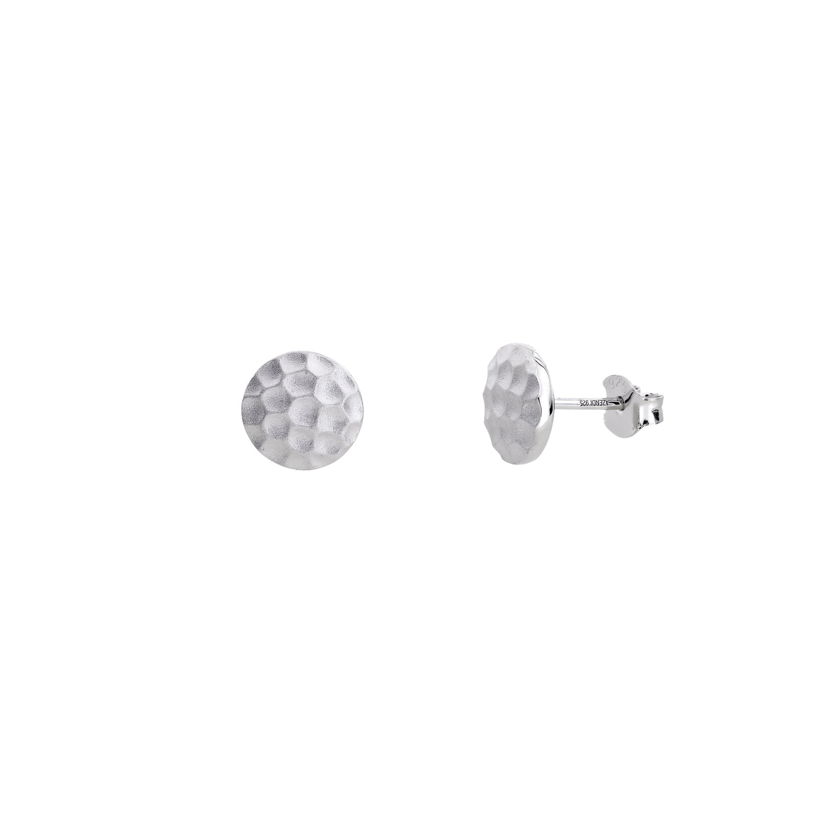 Sterling Silver Satin Hammered Elements Stud Earrings
