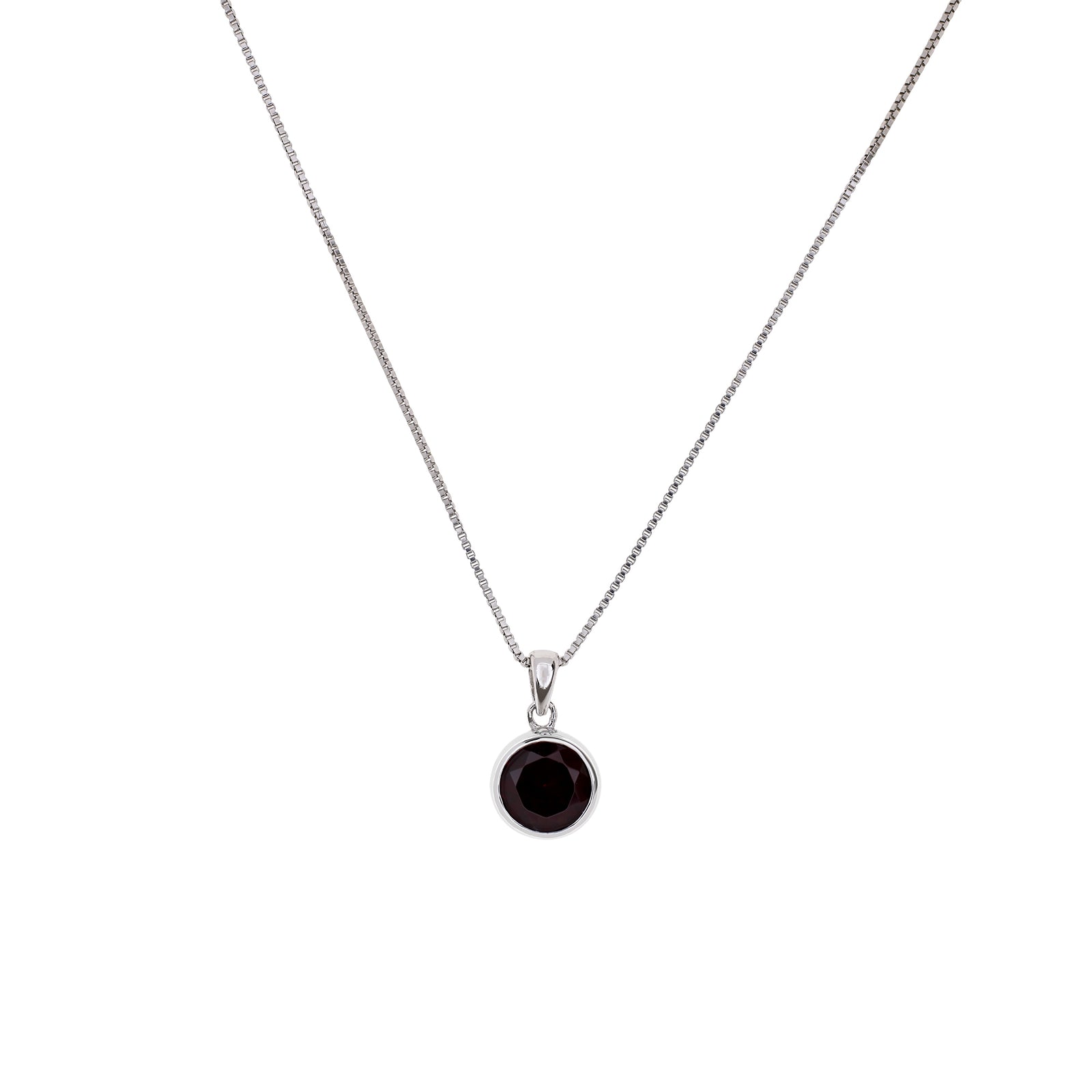 Sterling Silver Brilliant Cut Garnet Pendant