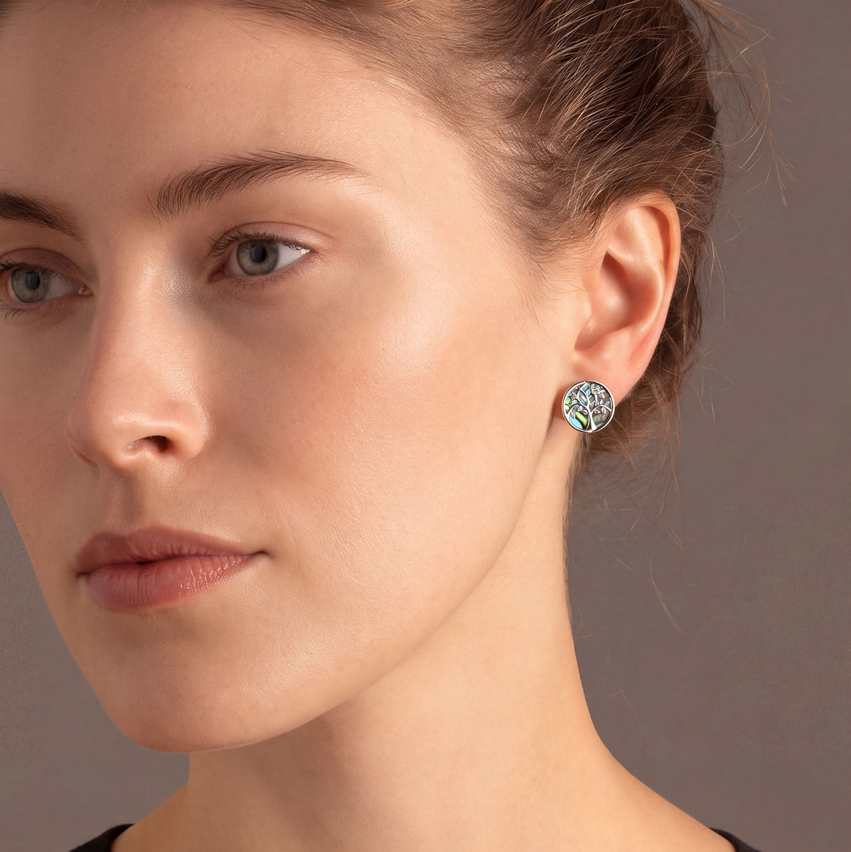 Arbor Vitae Stud Earrings with Abalone