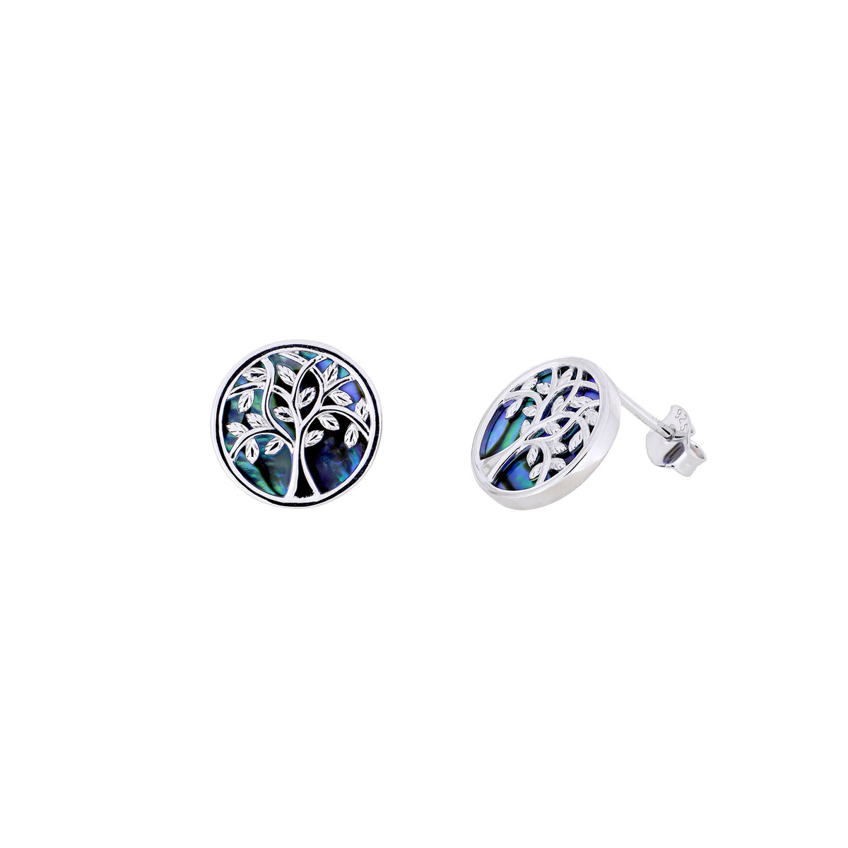 Arbor Vitae Stud Earrings with Abalone