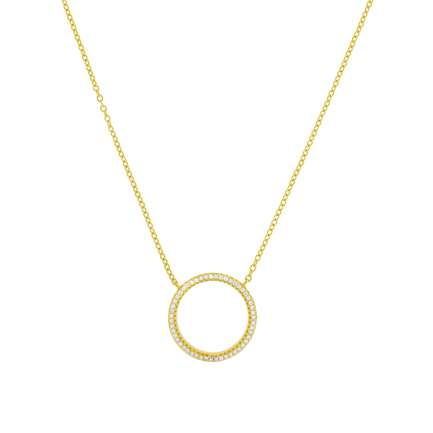Gold Vermeil Pavé Open Circle Necklace