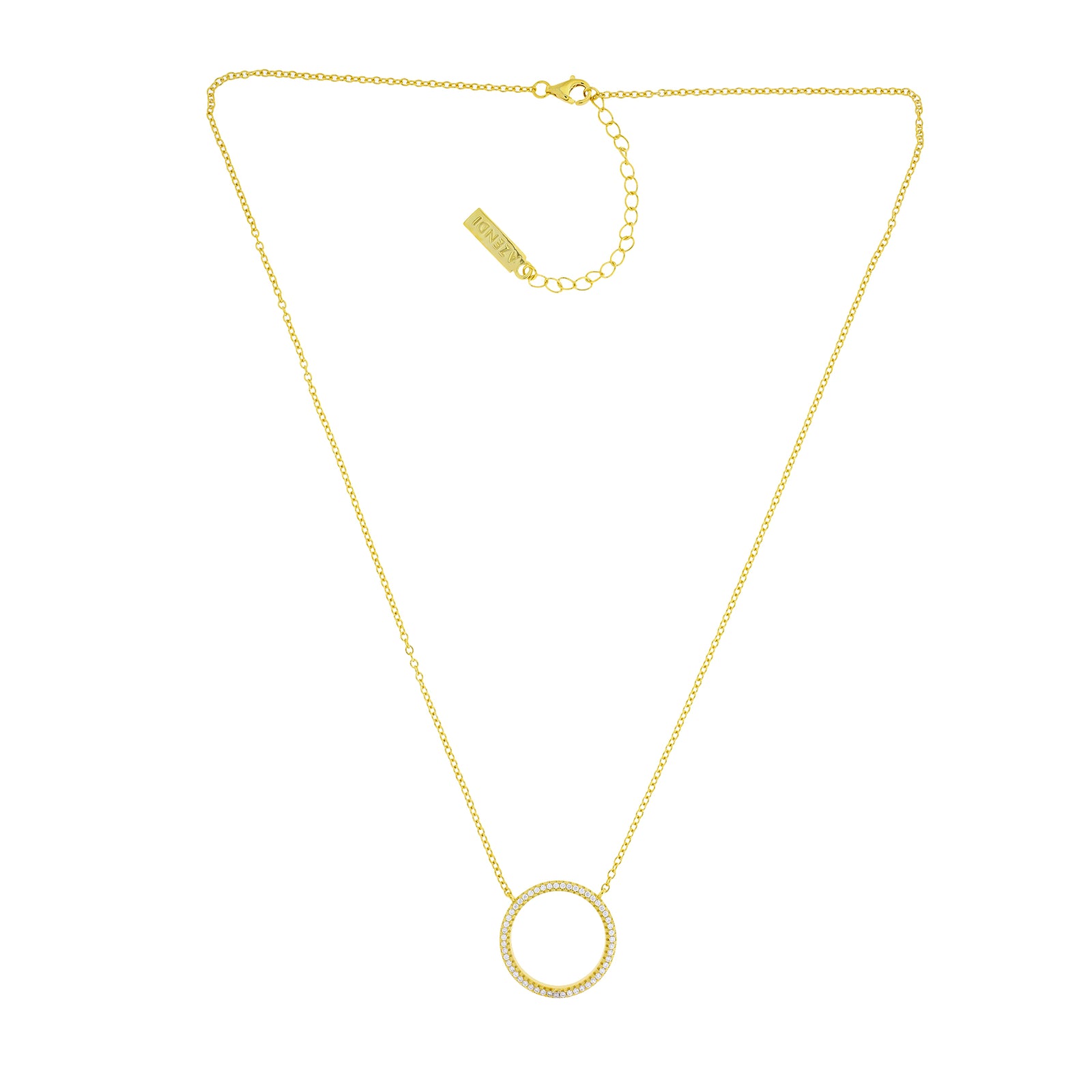 Gold Vermeil Pavé Open Circle Necklace