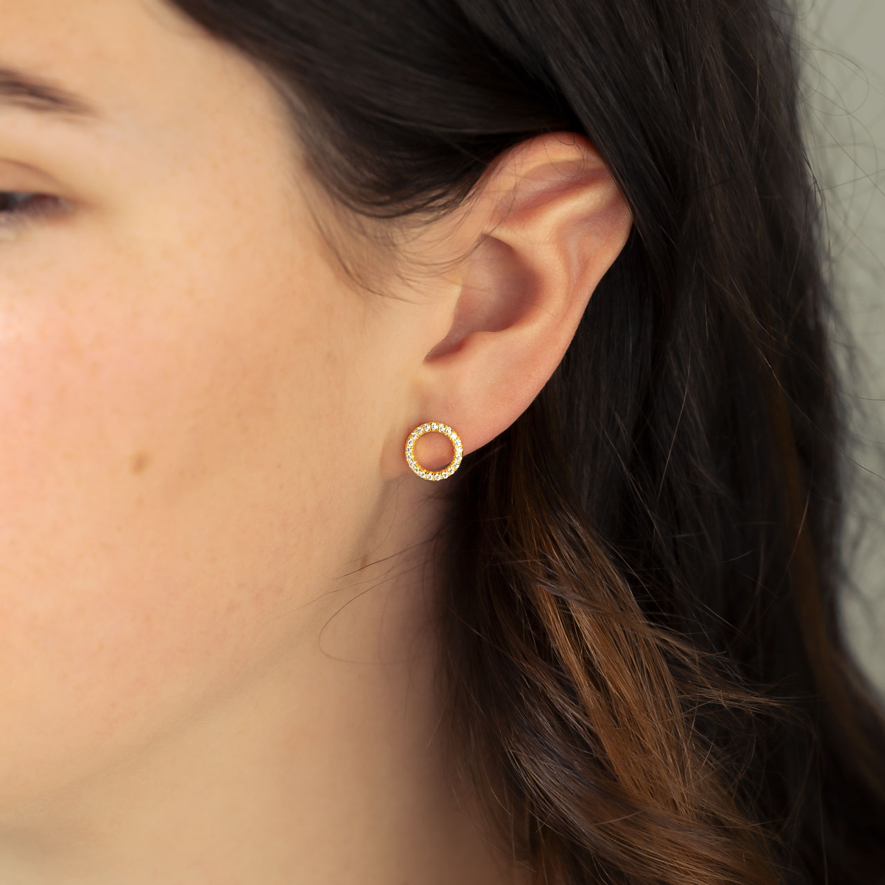 Gold Vermeil Pavé Open Circle Stud Earring