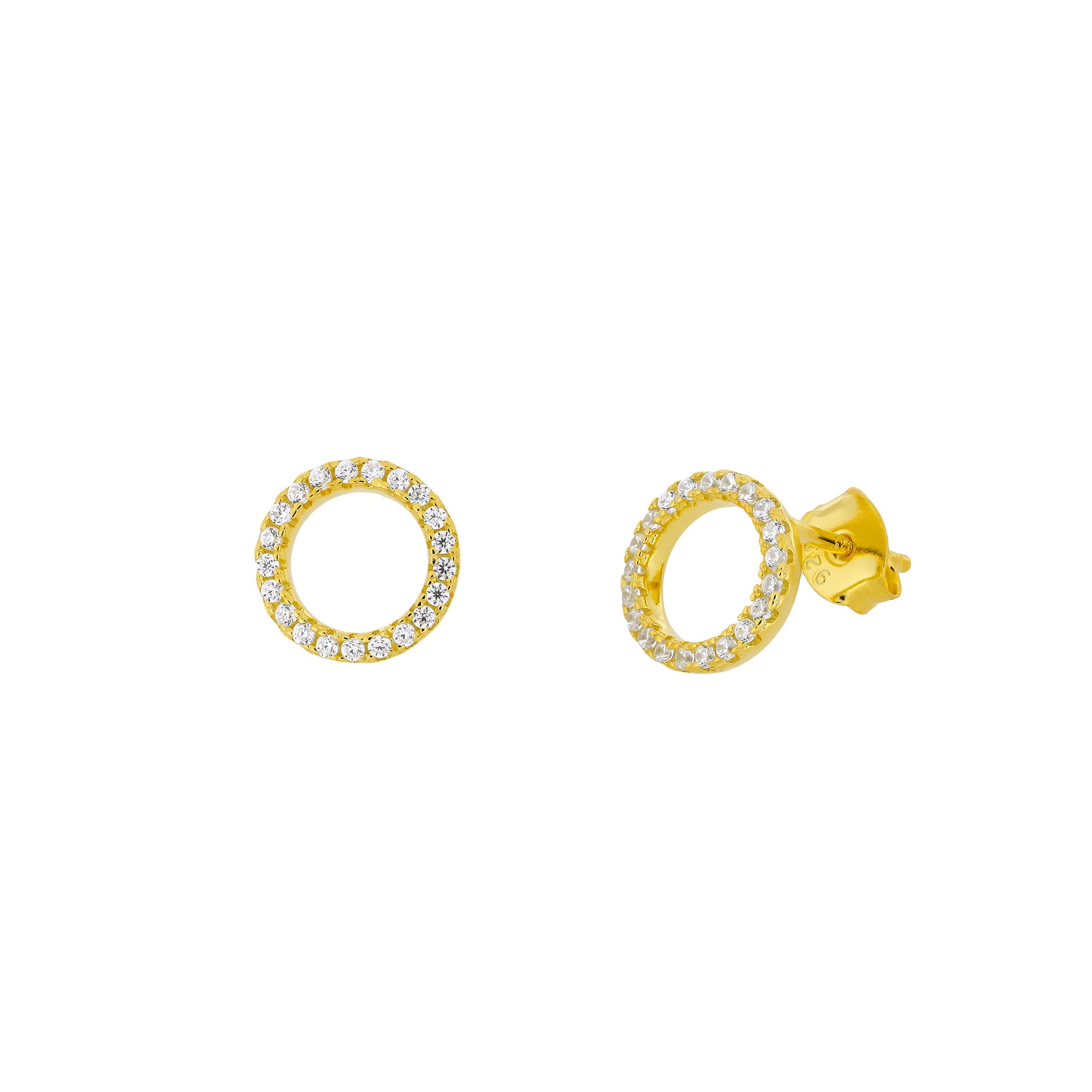 Gold Vermeil Pavé Open Circle Stud Earring