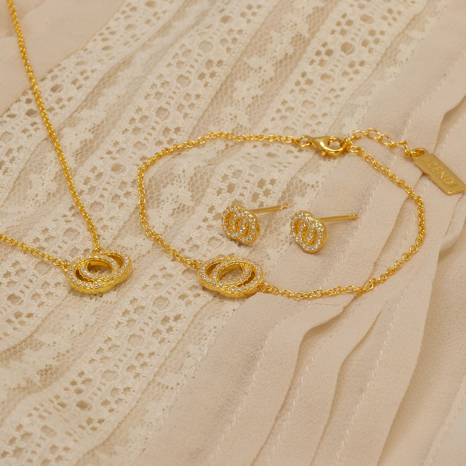 Yellow Gold Vermeil Reversible Interlocking Circles Necklace