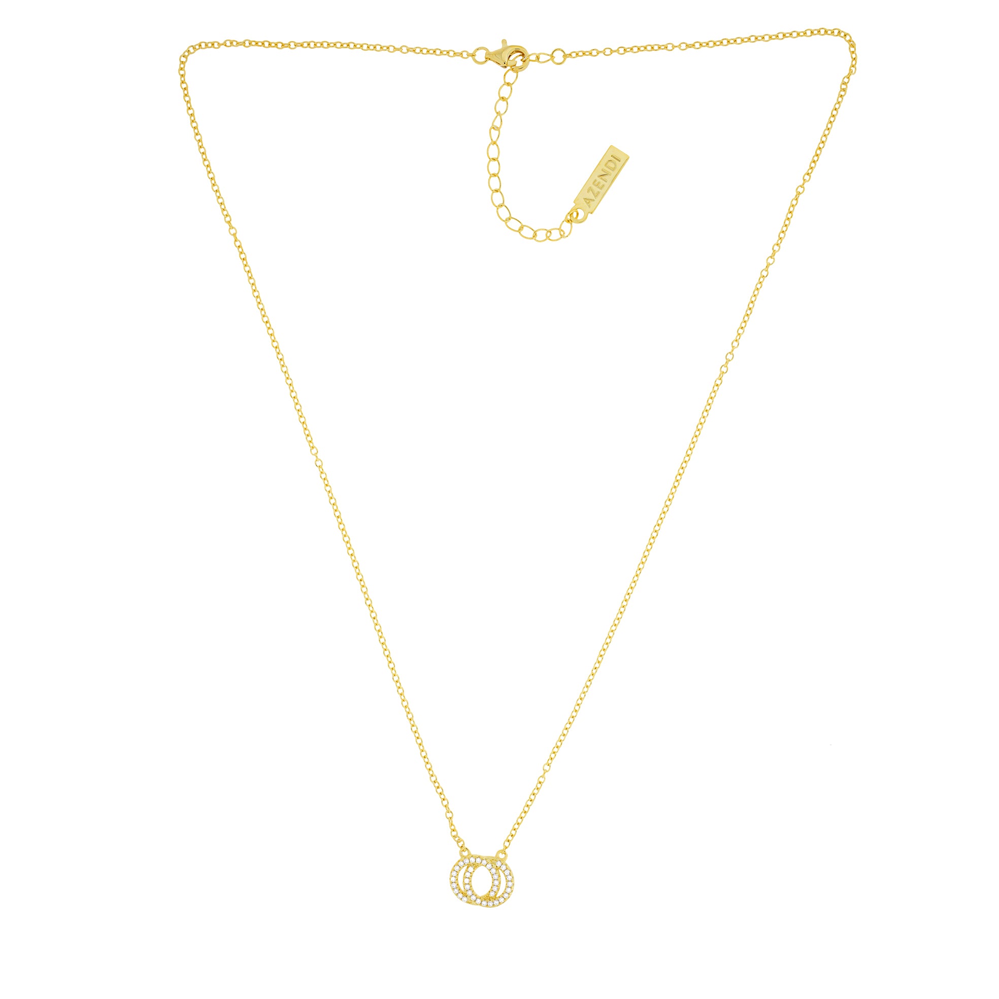 Yellow Gold Vermeil Reversible Interlocking Circles Necklace