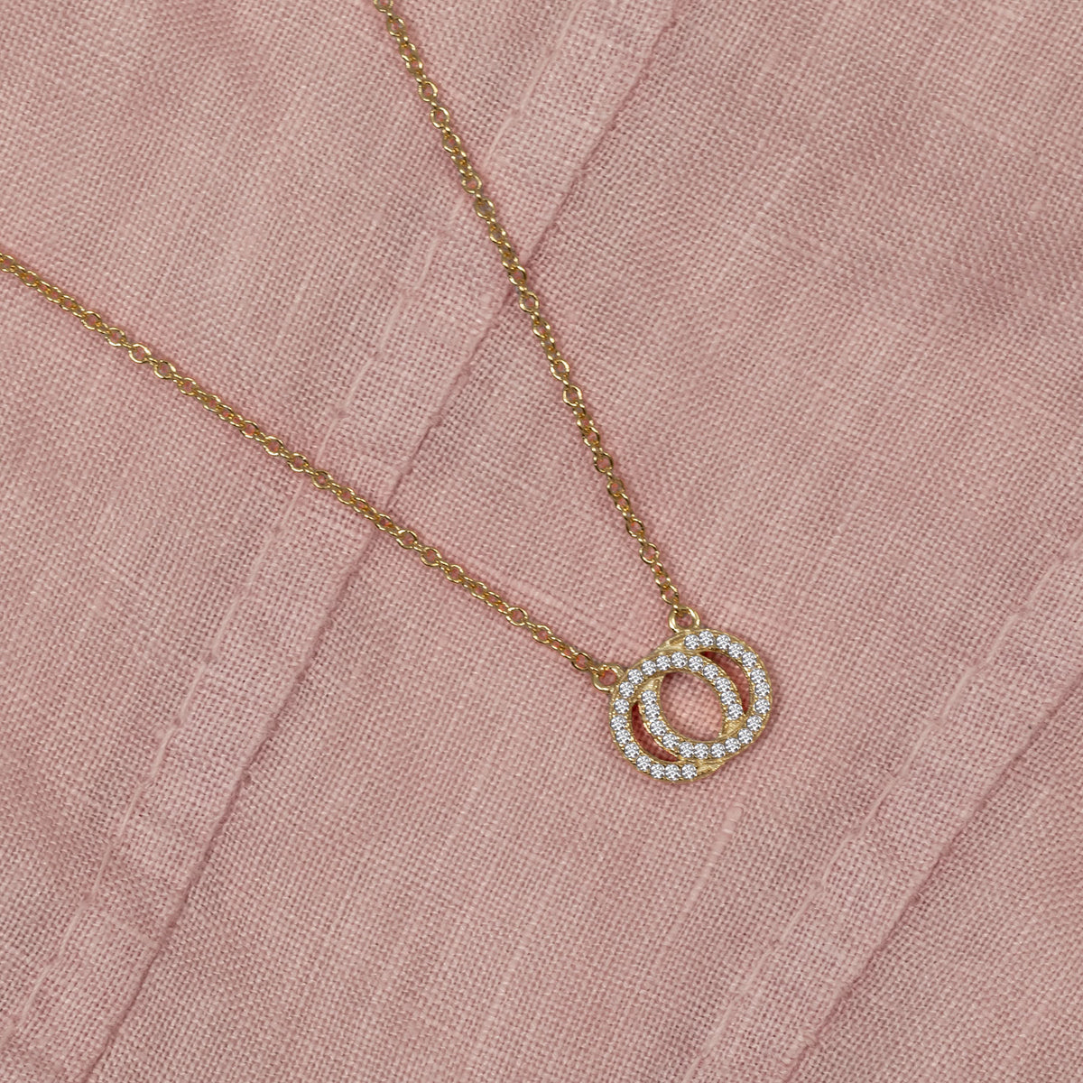 Yellow Gold Vermeil Reversible Interlocking Circles Necklace