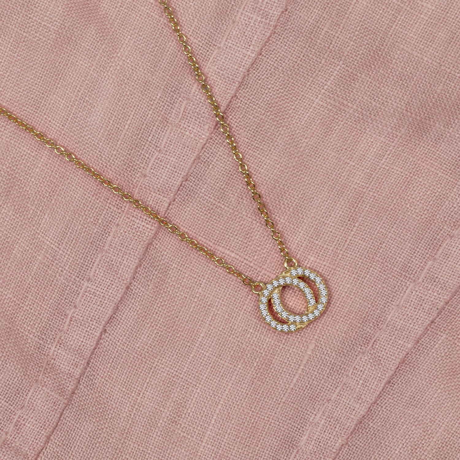 Yellow Gold Vermeil Reversible Interlocking Circles Necklace