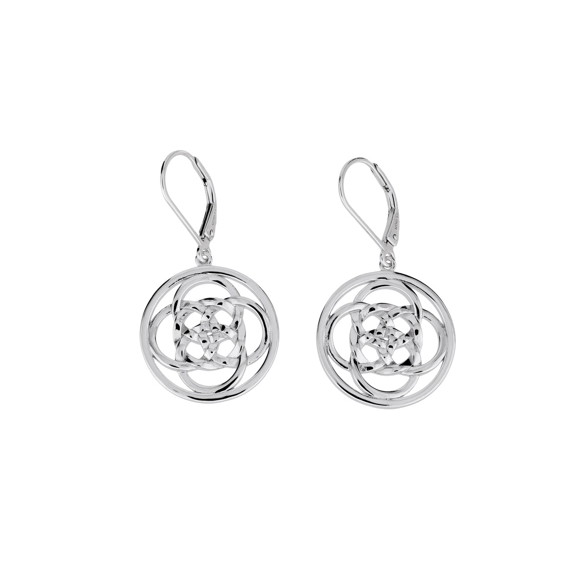 Silver Celtic Knotwork Circle Drop Earrings