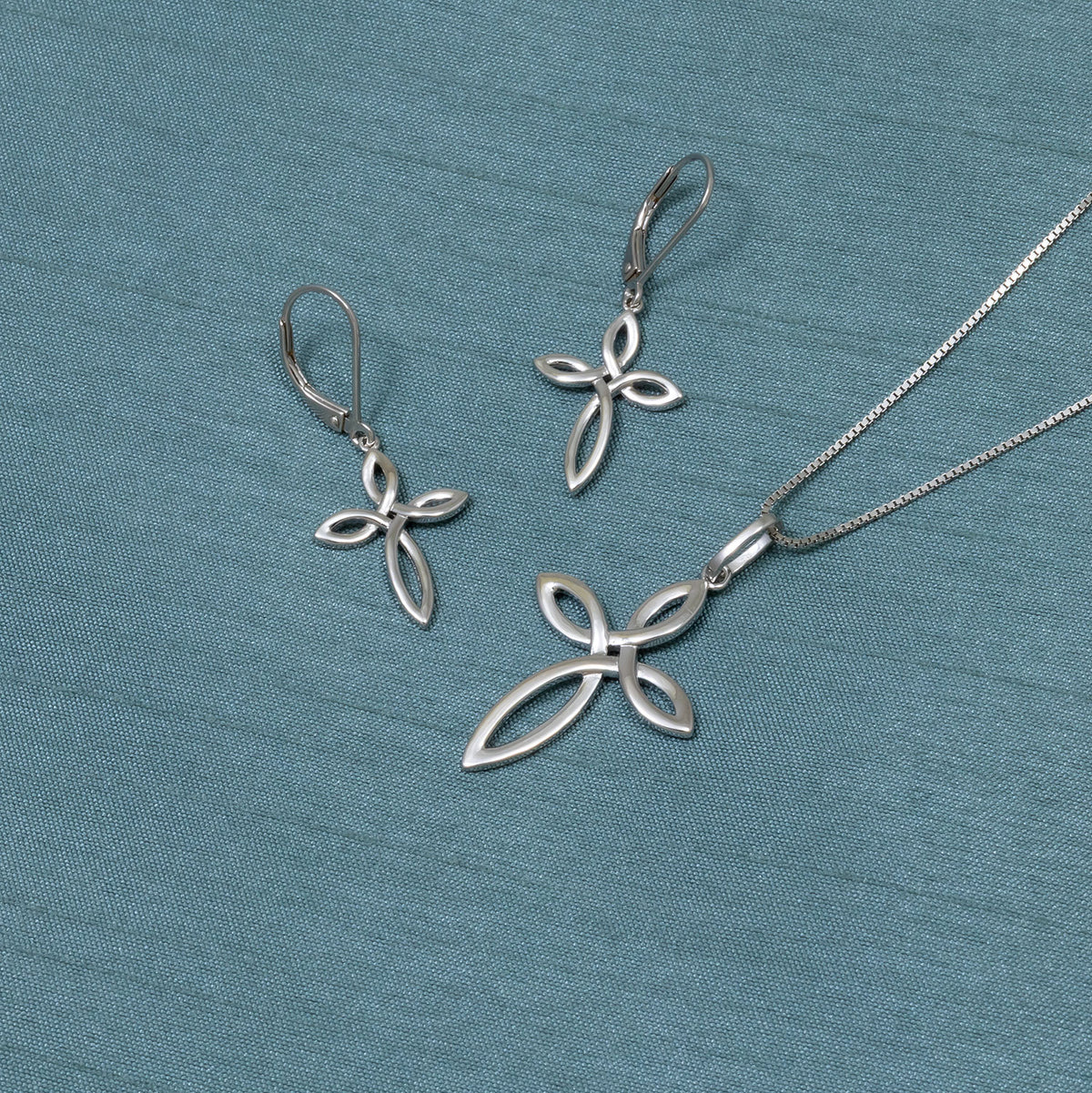 Silver Celtic Cross Drop Earrings