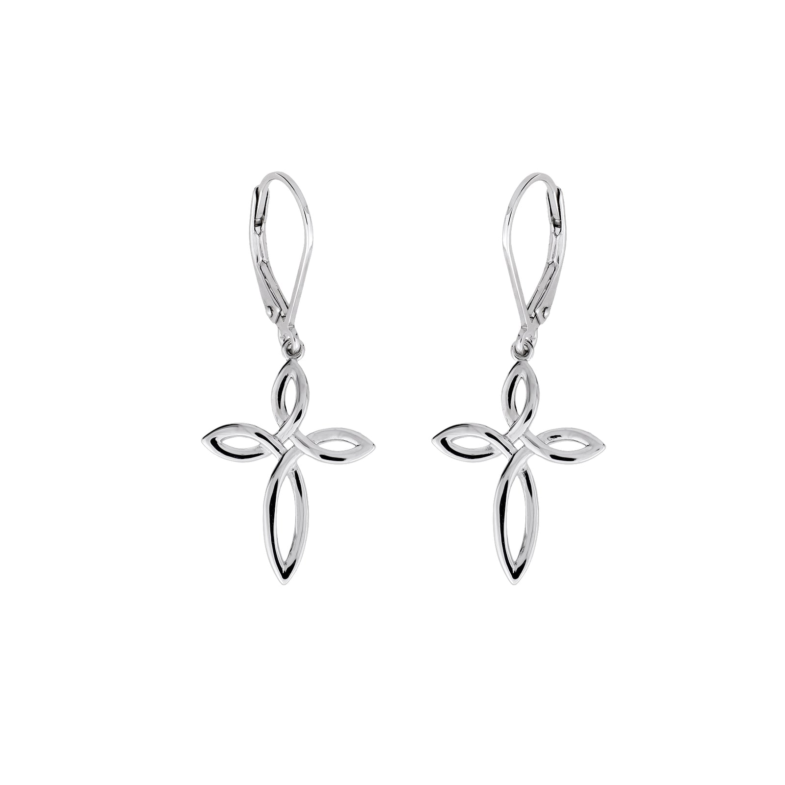 Silver Celtic Cross Drop Earrings